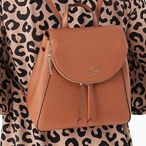 KATE SPADE NEW YORK LEILA LEATHER MEDIUM FLAP BACKPACK SHOULDER BAG PURSE